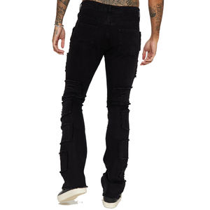 Pantalones Vaqueros de Lona Personalizados para Hombre, Corte Slim Fit, Pierna Recta, Lavados, Cintura Alta - Product Image 2