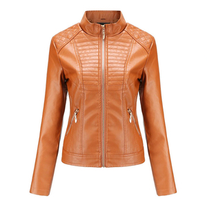 Veste en cuir noir printemps automne veste de motard pour femmes manteau en cuir pour femmes de bonne qualité veste en simili cuir pour femmes personnalisée - Product Image 1