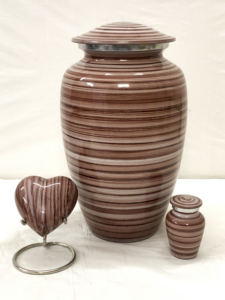 Urna de cremación de aluminio para adultos negra con rayas blancas para cenizas humanas con bolsa de terciopelo gratis - Product Image 3