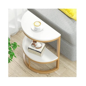 Table d'appoint décorative en fer avec dessus en bois pour intérieur de chambre à coucher contemporain et choix de meubles de salon modernes - Product Image 4