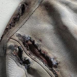 Sudadera con capucha de peso pesado al por mayor con logotipo personalizado, sudaderas con capucha desgastadas, lavadas con ácido de gran tamaño, sudaderas con capucha vintage rasgadas para hombres - Product Image 2