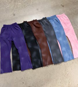 Fabricant OEM Pantalon ample empilé à double taille délavé au soleil Survêtement Pantalon de survêtement évasé personnalisé avec strass Ensembles de pantalons de survêtement et sweat à capuche - Product Image 5