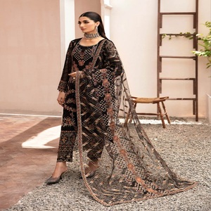 Trajes de gasa de lujo de diseñador pesado para mujer, vestido de fiesta Original paquistaní de marca, vestido Salwar Kameez listo para usar - Product Image 1