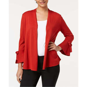 Cardigan da Donna Alfani Rosso Scuro con Maniche Annodate, in Lana Stampata, Taglia Media, per l'Inverno - Product Image 1