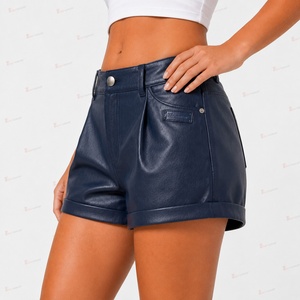 Shorts pour femme Tiierwear taille mi-haute en similicuir PU imperméable, respirant, coupe-vent, écologique, style streetwear, couleur unie, fermeture boutonnée - Product Image 4