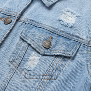 Veste en jean streetwear personnalisée pour homme, tendance, déchirée, boutonnée, veste en jean tendance, décontractée et élégante, collection de vêtements d'extérieur - Product Image 5