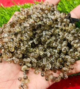 Perles de pierre en forme de larme lisse en quartz fumé naturel prêt à expédier - Product Image 1