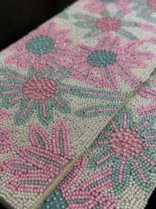 Bolso de mano Embrague con cuentas Diseño intrincado Motivo floral artesanal Cosido a mano Cuentas pequeñas - Product Image 2