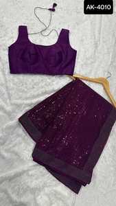 Fancy Women Party Wear Designer Heavy Sequence Eork Saree Collections con Banglori Satin Silk Blusa Piezas Wedding Wear Saree - Product Image 4