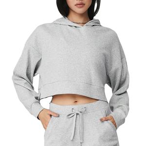 Sudaderas con capucha ajustadas y cremallera personalizables para mujer, ropa de Fitness transpirable para gimnasio, sudaderas con capucha recortadas de talla grande para verano e invierno - Product Image 4