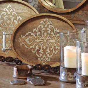 Bandeja para servir de madera de acacia redonda personalizable VINTAGE para cocina, hogar u hotel, vajilla de estilo clásico para fiesta o comida - Product Image 4