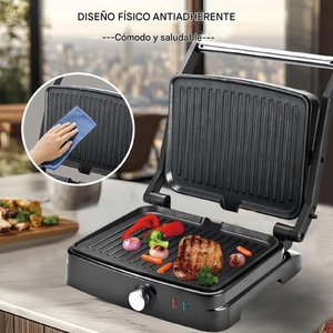 Grill électrique sans fumée, ouverture à 180°, plaque de cuisson double amovible, revêtement antiadhésif en PTFE, fonction de contrôle de la température - Product Image 3