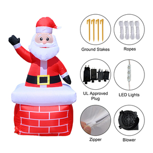 Santa <span class=keywords><strong>Claus</strong></span> Inflable de 6 Pies que Saluda desde la Chimenea, Decoración Navideña Inflable con Luces LED para Jardín, Patio, Césped, Festividades - Product Image 6
