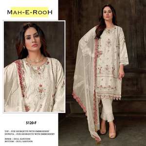 Traje Salwar de ropa india y paquistaní más vendido con Georgette de imitación con bordado pesado Trabajo de secuencia de 3mm - Product Image 5