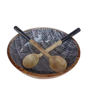 Bols sûrs en bois émaillé naturel de haute qualité fabriqués à la main pour servir des collations et des desserts Vaisselle Décor Bols de service polyvalents - Product Image 6