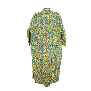 Pijamas Kantha elegantes hechos a mano para mujer, ropa de dormir con diseño floral transpirable único, patrón sólido hasta la rodilla para invierno - Product Image 4