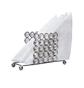 Servilletero de cristal cilíndrico plateado con cuentas, soporte decorativo para servilletas de cristal para decoración del hogar - Product Image 1