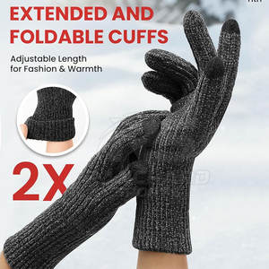 Gants en laine pour hommes, gants en tricot doux pour l'hiver, utilisation en extérieur, gants en laine pour hommes, gants en tricot thermiques pour l'hiver, décontractés pour l'extérieur - Product Image 2