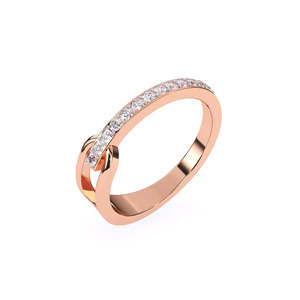 Bague empilable délicate sertie de diamants ronds scintillants cultivés en laboratoire, 0,22 ct, en or jaune, blanc et rose 9 carats - Product Image 1