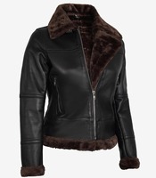 Blouson de motard pour femme en toile et cuir PU, finition vintage, confortable et respirant, avec col montant amovible, marron foncé, hiver
