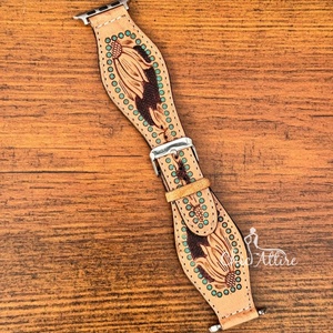 Correa de reloj de cuero genuino pintada a mano con estilo Floral para hombre y mujer, correa de mano de lujo para teléfono I, correas de cuero genuino - Product Image 1