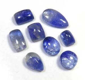 Piedras preciosas sueltas de tanzanita azul 8-17mm Natural Bio tanzanita cabujón suave Bio tanzanita mezcla forma 34cts 8 Uds lote al por mayor - Product Image 3