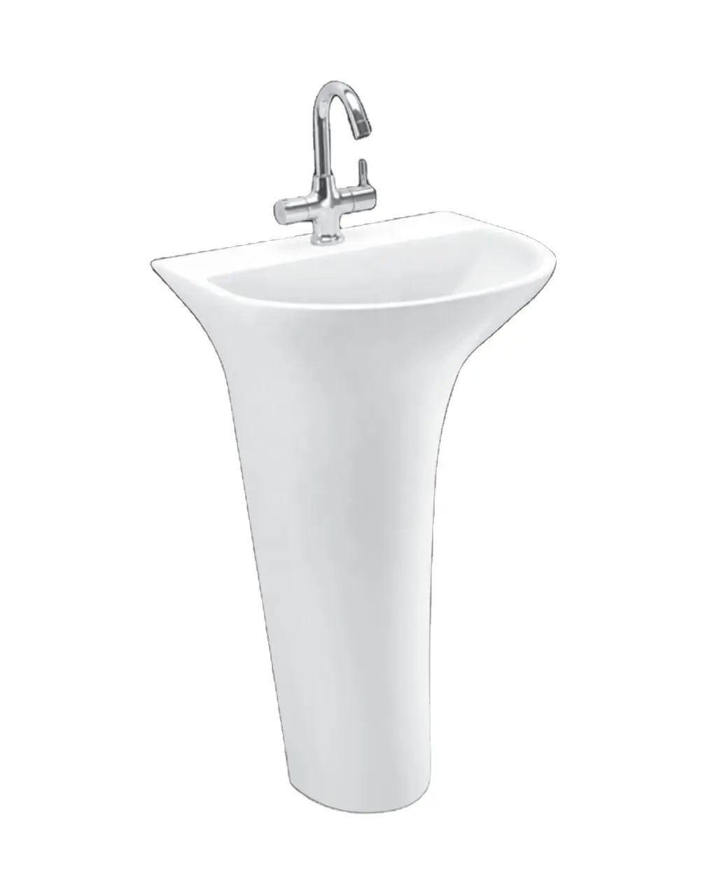 Lavabo sur pied en céramique de couleur blanche américaine, lavabo sur pied, lavabo en céramique sur pied