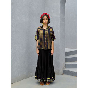 Simhika Striped Bohemian Knit Crop <b>Top</b> <b>and</b> <b>Skirt</b> Set - Product Image 2
