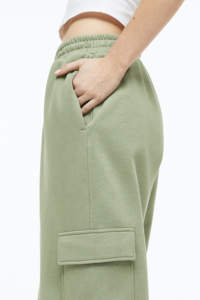 Personalizado de las mujeres Vintage francés Terry Cargo pantalón Jogger pantalones de chándal 100% de peso pesado de algodón de color verde para el invierno - Product Image 3