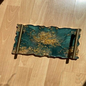 Premium Handmade <b>Resin</b> Serving Tray and Coaster Set, Luxury Decorative Tray for Home Dining & Gifting <b>resin</b> trays <b>molds</b> - Product Image 6