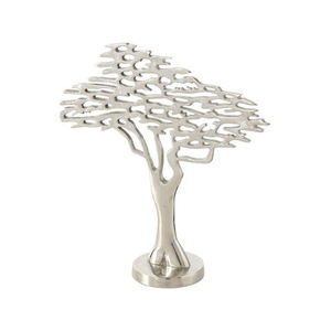 Sculpture d'arbre en aluminium moulé avec finition argentée, style Art Déco, accessoires de table faits à la main pour mariage, maison, bureau, hôtel - Product Image 1