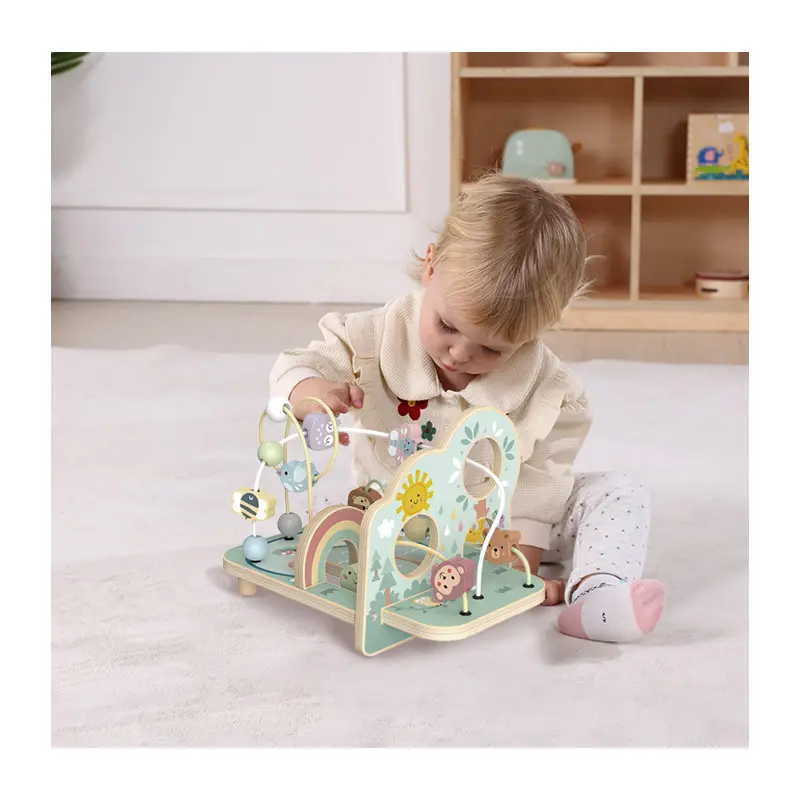 Foresta di legno perline labirinto giocattoli per i più piccoli, perline giocattolo colorato montagne russe in età prescolare giocattoli educativi per i più piccoli