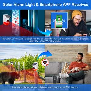 Daytech WiFi <span class=keywords><strong>Détecteur</strong></span> <span class=keywords><strong>de</strong></span> <span class=keywords><strong>Mouvement</strong></span> Alarme Extérieure 2 Sensibilité Réglable 130db Son Sirène <span class=keywords><strong>de</strong></span> Sécurité Solaire Lumière avec Application Tuya - Product Image 4