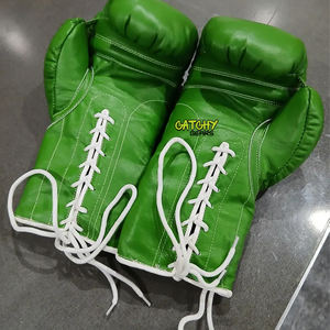 ถุงมือชกมวยแบบผูกเชือกสีเขียว หนังแท้ สำหรับการฝึกซ้อมระดับมืออาชีพ การต่อสู้ และการแข่งขัน - Product Image 2