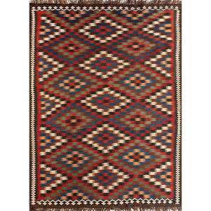 พรมขนสัตว์ทอลายเรขาคณิตแบบแบน สีแดงส้ม พรม 3 มิติ สำหรับตกแต่งห้องนั่งเล่นในบ้าน ชื่อสินค้า พรมปอกระเจา รุ่น Paem-871 - Product Image 1