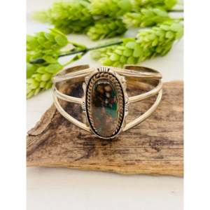 Eddie Secatero Royston Fashion <b>Cuff</b> <b>Bracelet</b> Turquoise & Sterling <b>Silver</b> for Men & Women - Product Image 1