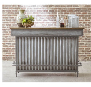 Thiết kế nội thất công nghiệp hiện đại thanh độc lập với tấm kim loại sóng & quầy bar đường sắt chân, Giá rượu - Product Image 4