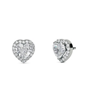 Pendientes de Diamante con Halo Simple, Diamante Cultivado en Laboratorio de 0.60 Ct en Platino, para Ocasiones Especiales y Fiestas - Product Image 2