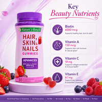 Gummies Cheveux Peau Ongles – Complément Beauté à la Biotine Saveur Fraise – Vitamines pour la Croissance des Cheveux, Soin de la Peau et Soutien des Ongles – OEM