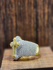 Anillo Cruzado de Plata de Ley 925 con Incrustaciones de Diamantes de Imitación, Diseño Único de Joyería Hip Hop Personalizable de Lujo - Product Image 4