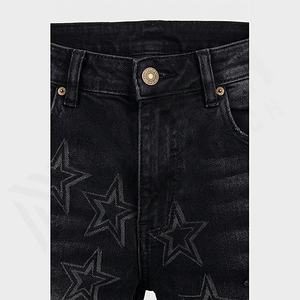 Wholesale Fashion Vintage High Quality <b>Men</b> <b>Jean</b> Fitted Ripped Raw Hem Stacked <b>Flare</b> Denim <b>Jeans</b> Wholesale Customized Color - Product Image 4