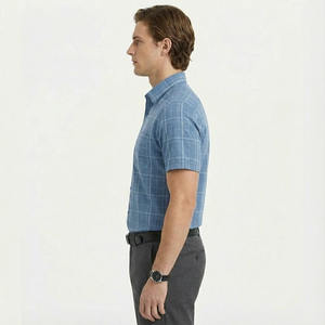 ชุดเดรสลายไม้ไผ่ย้อมสีสำหรับผู้ชายเสื้อเชิ้ตทรงพอดีตัวแขนสั้นเป็นมิตรกับสิ่งแวดล้อมสไตล์ทางการกำหนดเอง - Product Image 3