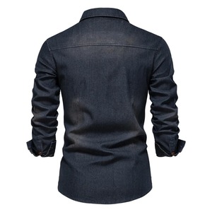 Camisas de manga larga personalizadas para hombre, camisas de mezclilla desgastada de último diseño, de corte Regular, informales, talla grande - Product Image 2