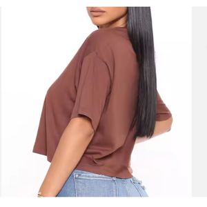 High Quality Women's <b>Crop</b> <b>Top</b> Stylish Loose Fit Design Breathable Knitted Casual Logo for Summer New Arrival BD Wholesale Price - Product Image 4