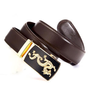 Trendy Luxury Brand Dragon Design Steel 3.5cm Premium Black Genuine <b>Leather</b> Cowhide Breathable Waterproof Customizable Men - Product Image 5