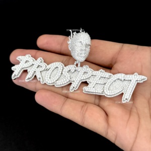 Colgante de Letra con Diamantes Cultivados en Laboratorio, Chapado en Oro de 10K, Estilo Hip Hop Cristiano Unisex, Corte Brillante Redondo - Product Image 5