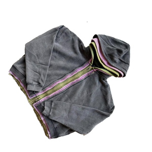 Sudaderas con capucha de calle para hombre recortadas de peso pesado personalizadas Capas triples con cremallera Bloque de color Capas dobles para invierno Teñido liso - Product Image 2