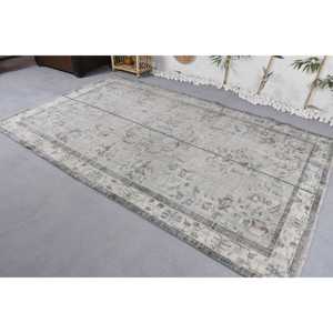 Alfombra Turca Vintage, Alfombra Grande de 5.7x9.5 pies, Alfombra de Lana con Bordes Azul Gris - Product Image 2