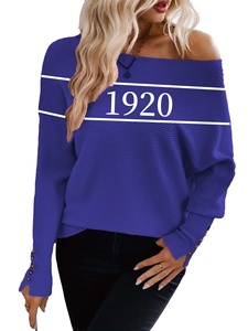 เสื้อสเวตเตอร์ผู้หญิงทรงหลวมไหล่เฉียงแบบอสมมาตร  แฟชั่นอเนกประสงค์ แขนยาว  พร้อมโลโก้แบบกำหนดเองได้ - Product Image 2