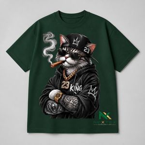 เสื้อยืดโอเวอร์ไซส์ลายการ์ตูนแมวคิงสำหรับผู้ชาย สไตล์ลำลองฮิปฮอป สตรีทแวร์ ผ้าฝ้ายระบายอากาศดี พิมพ์ลายกราฟิก เหมาะสำหรับฤดูร้อน - Product Image 5